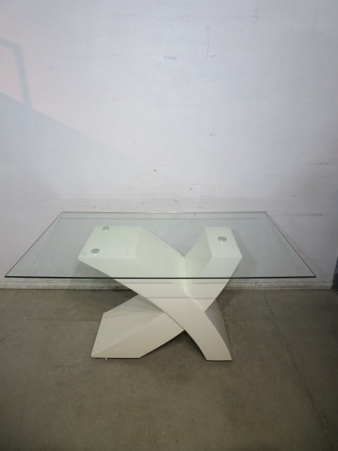 Audna 59" Rectangle White Glass Dining Table