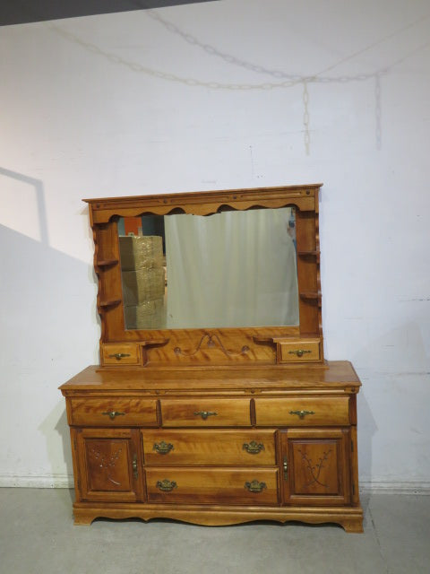 Wooden Combo Dresser with Mirror