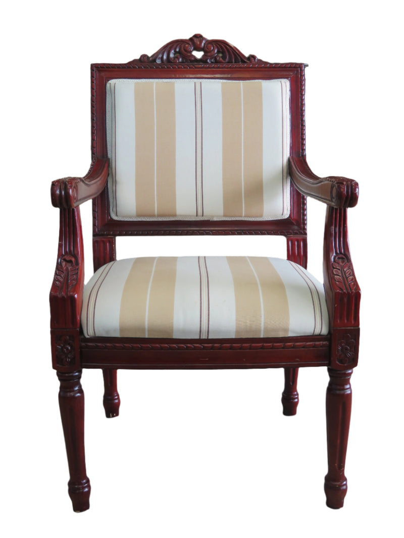 Striped Upholstered Wood Framed Armchair (SET of 2)