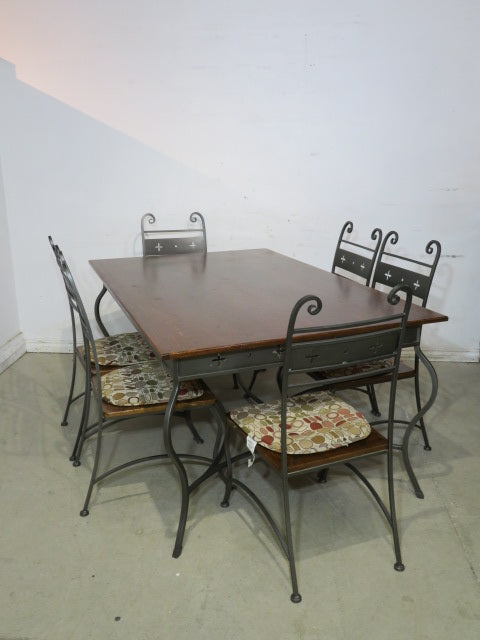 66" Metal Frame Dining Set with Six Chairs