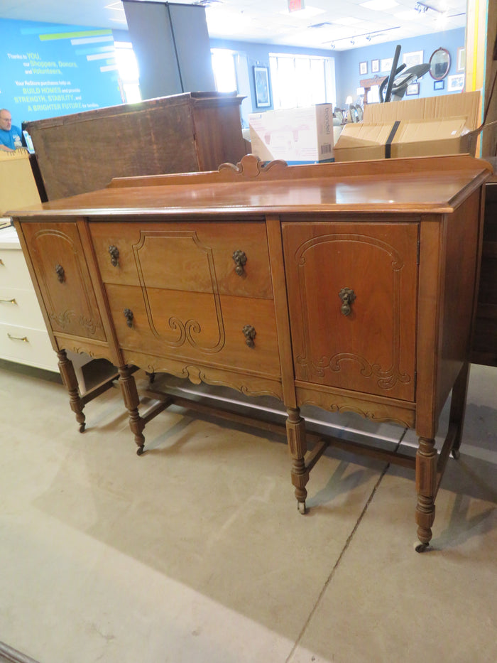 Vintage Sideboard on Castors with 2 Doors and 2 Drawers