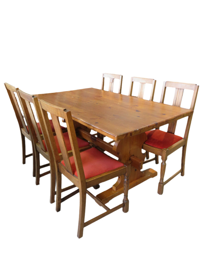 Wood Dining Table with 6 Chairs