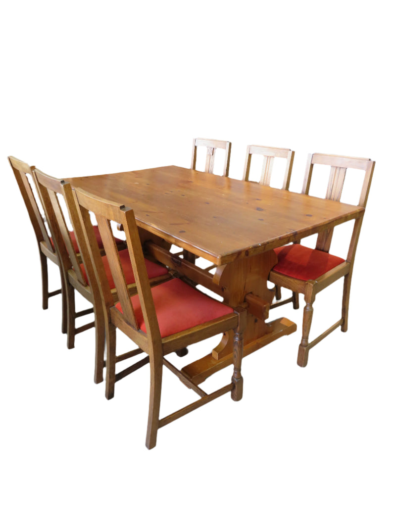 Wood Dining Table with 6 Chairs