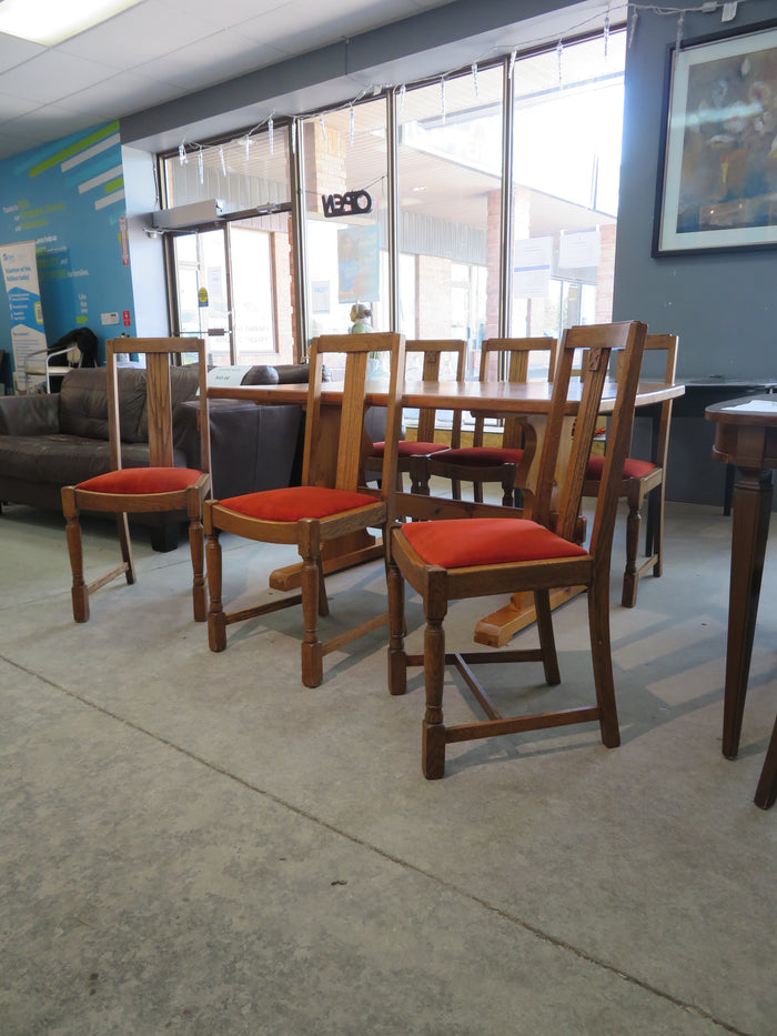 Wood Dining Table with 6 Chairs
