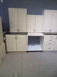 Cream Thermofoil Raised Panel Kitchen Cabinet Set