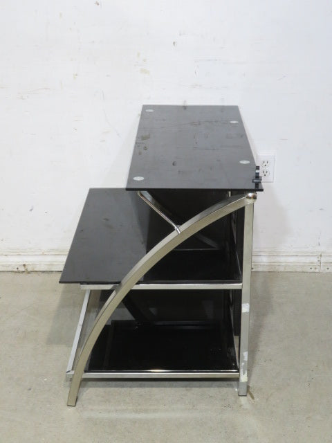 Black 3-Tier Glass TV Stand