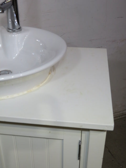 30" White Vanity with Vessel Sink and Faucet