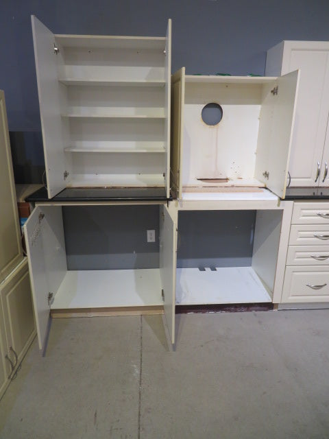 Cream Thermofoil Raised Panel Kitchen Cabinet Set