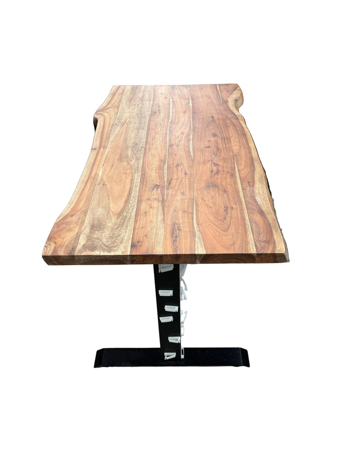Solid Wood Top Sit-Stand Desk with Motorized Frame