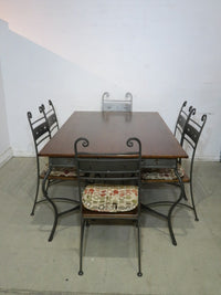 66" Metal Frame Dining Set with Six Chairs