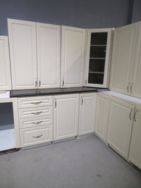 Cream Thermofoil Raised Panel Kitchen Cabinet Set