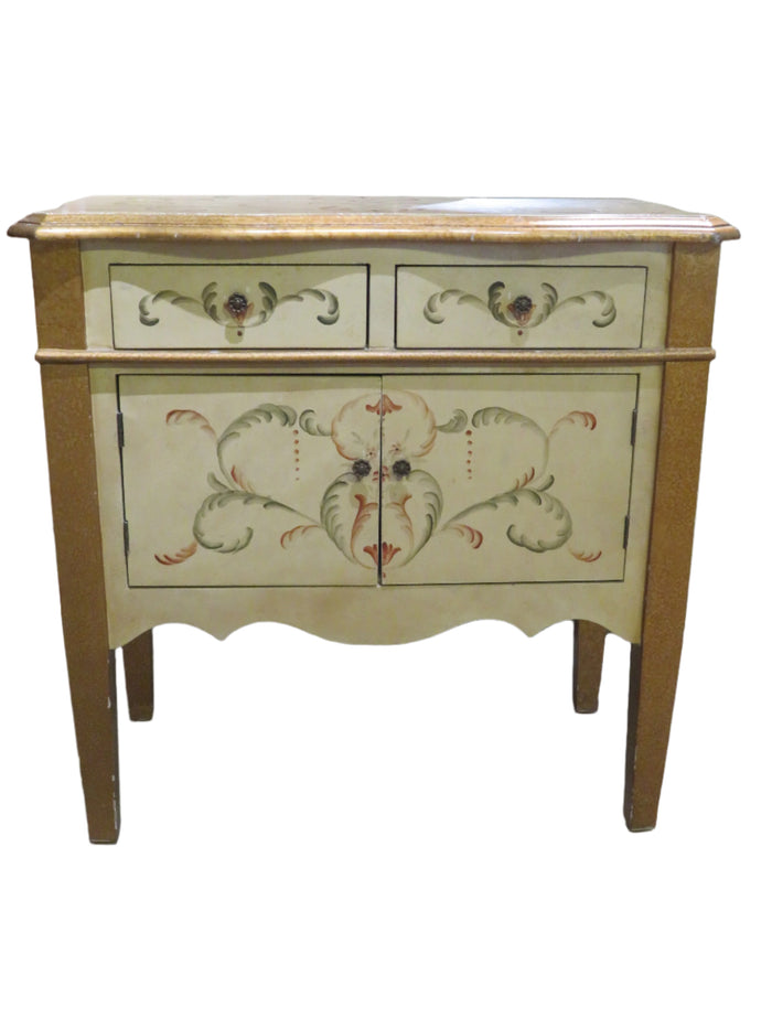 Painted Side Table with 2 Drawers and 2 Doors