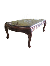 Wood Coffee Table with Glass Top Cover