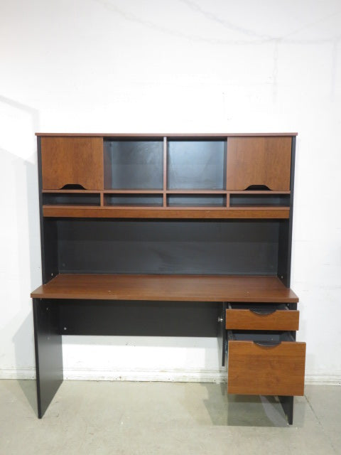 Brown Shell Desk with Hutch