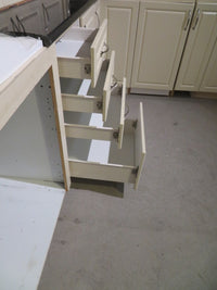 Cream Thermofoil Raised Panel Kitchen Cabinet Set