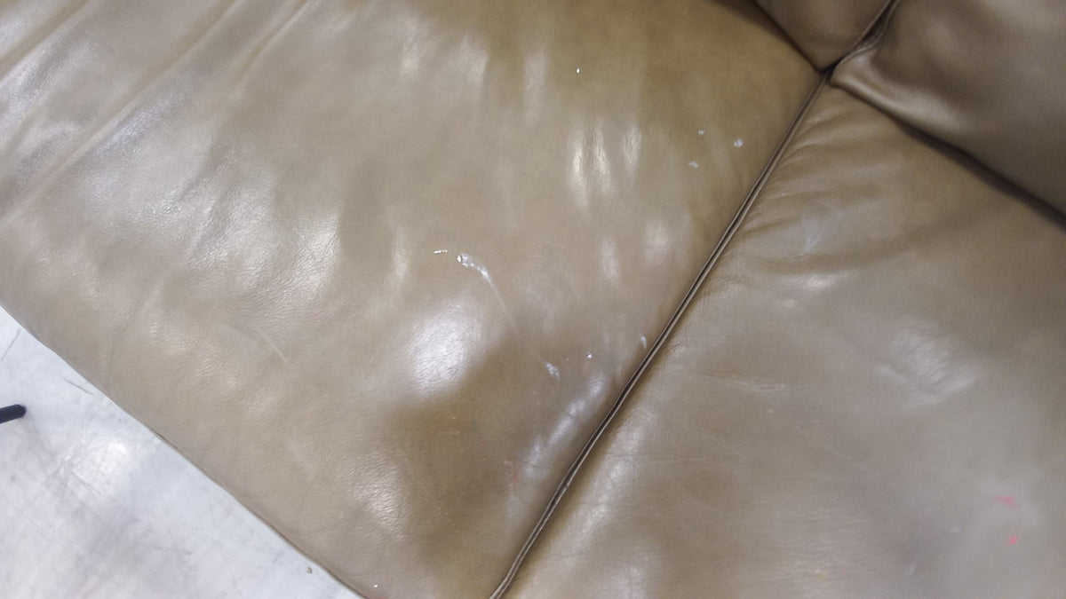 Green Leather Sofa (Stained)