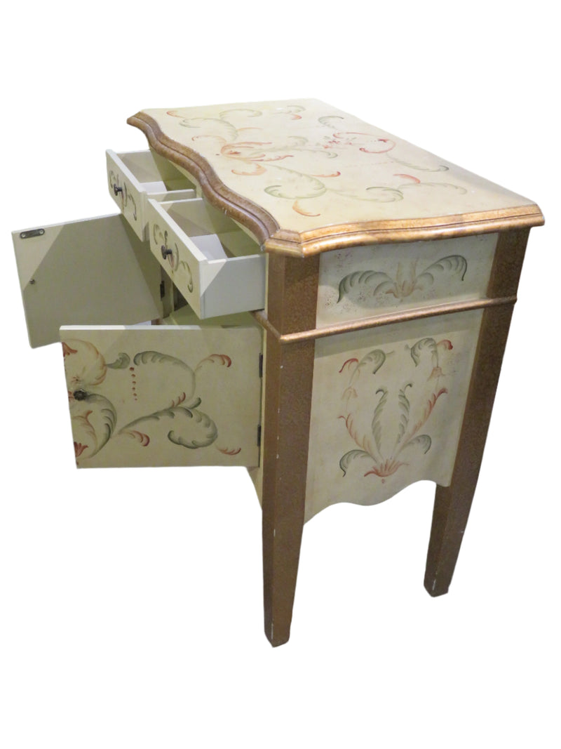 Painted Side Table with 2 Drawers and 2 Doors