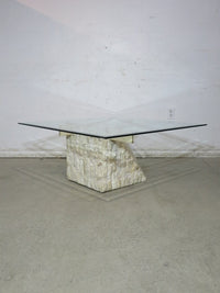 White Stone Glass Coffee Table