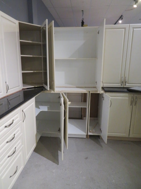 Cream Thermofoil Raised Panel Kitchen Cabinet Set