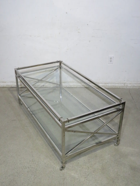 Mid Century Silver Glass Coffee Table