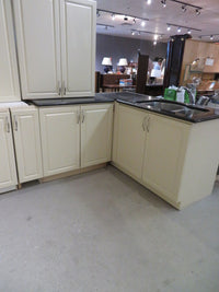 Cream Thermofoil Raised Panel Kitchen Cabinet Set
