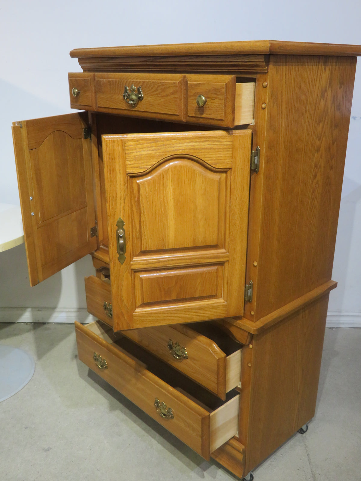 Blond Oak Armoire on Castors