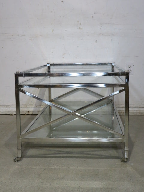 Mid Century Silver Glass Coffee Table