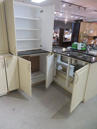 Cream Thermofoil Raised Panel Kitchen Cabinet Set