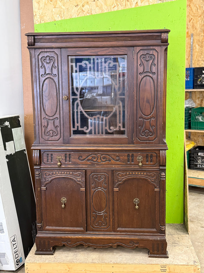 Antique Krug Walnut China Cabinet