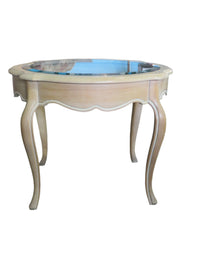 Wood End Table with Glass Top