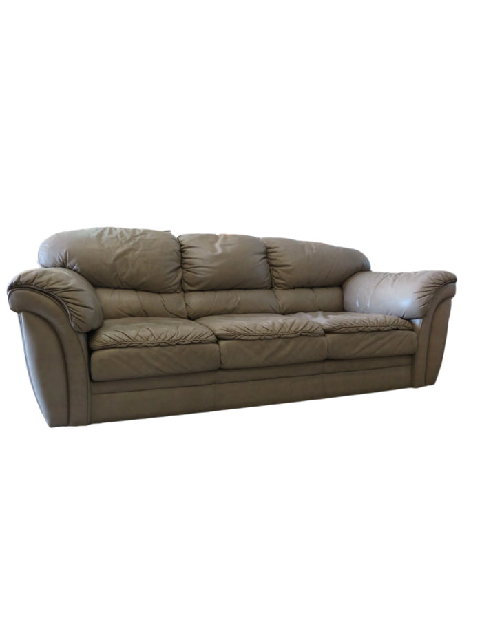 Grey Leather 3-Seat Sofa