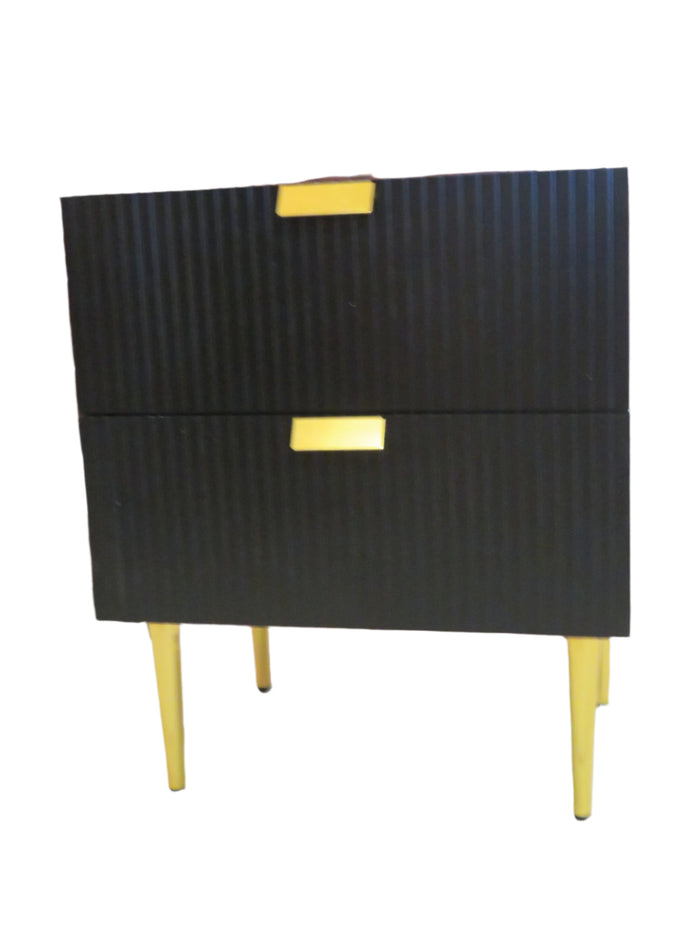 Black Side Table with Gold Accents
