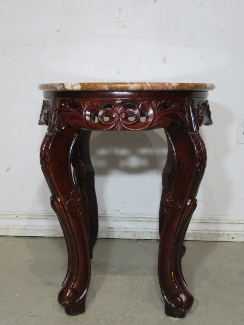 Ornate Carved Stone Side Table