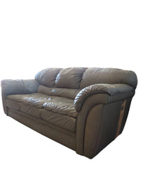 Grey Leather 3-Seat Sofa