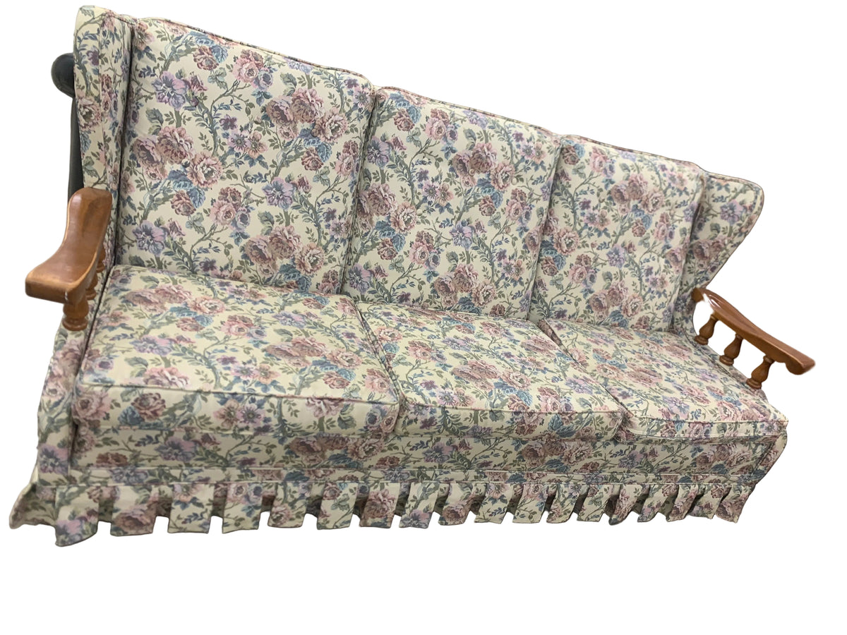 Floral Sofa With Wooden Arms