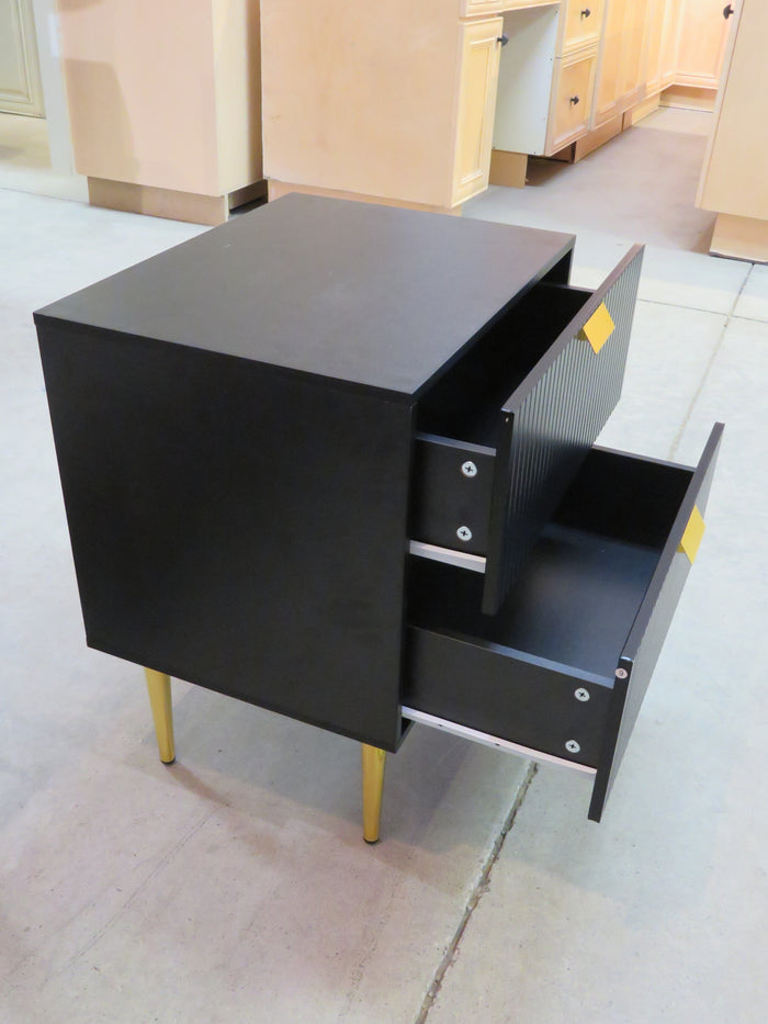 Black Side Table with Gold Accents