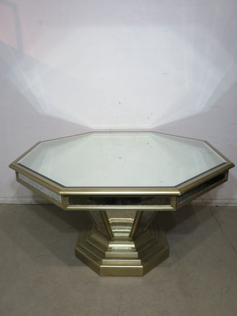 Mirrored Dining Table with Gold Accents