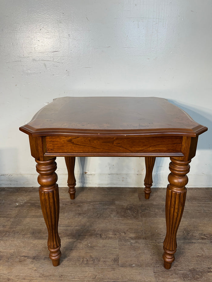 Carved Wood End Table WIth Sculpted Legs