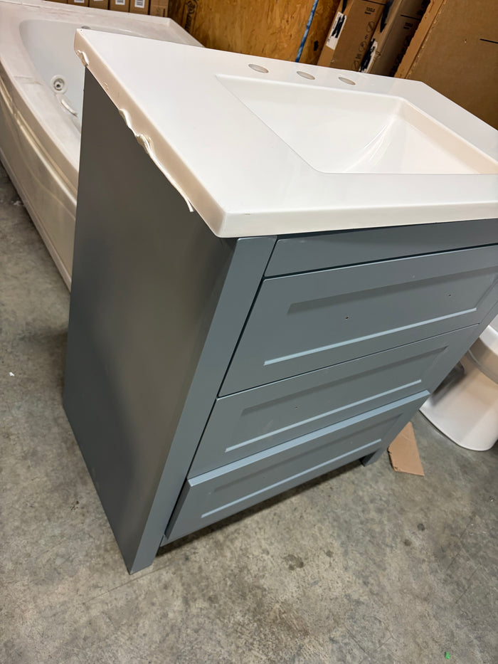 Sandhill 30-inch Bathroom 3-Drawer Vanity in Blue with Cultured Marble Sink Top