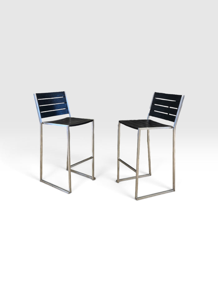 Set of 2 Mountain House Barstools with Stainless Steel Frame