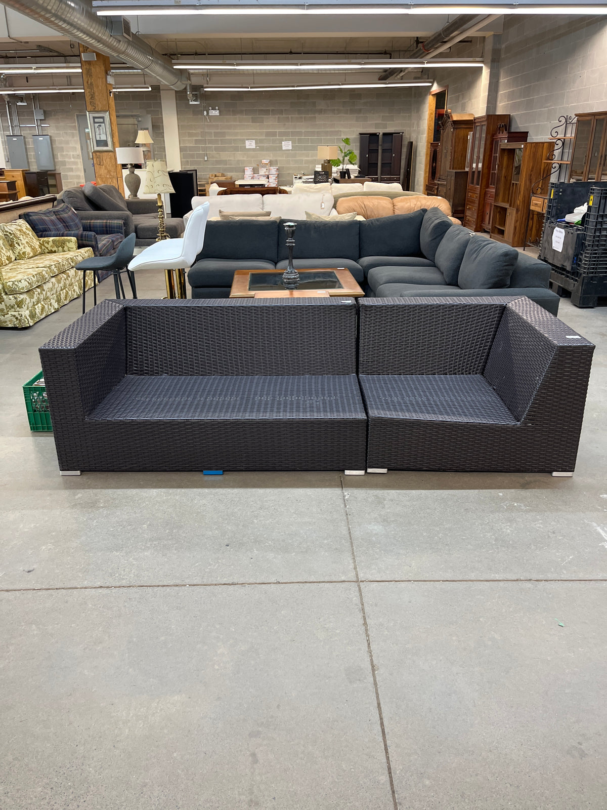 99"W Patio Sectional in Plastic Wicker