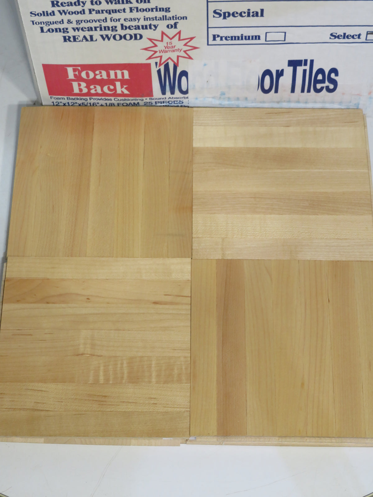 7-Bar Natural Maple 12" x 12" Parquet Flooring