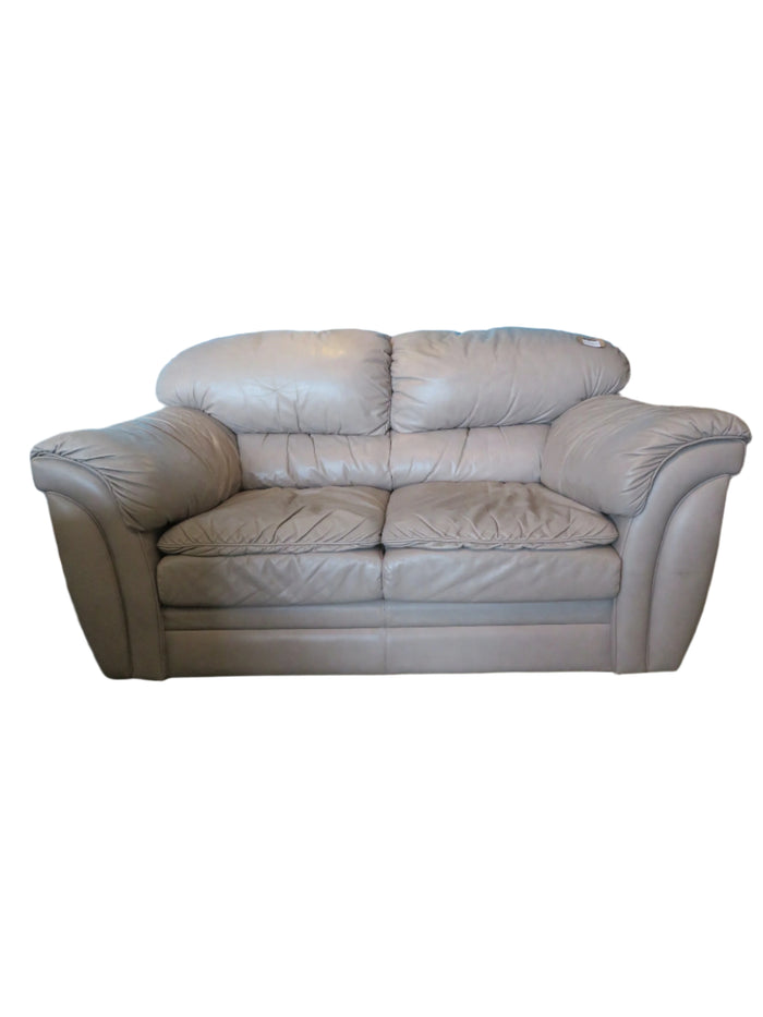 Grey Leather 2-Seat Sofa