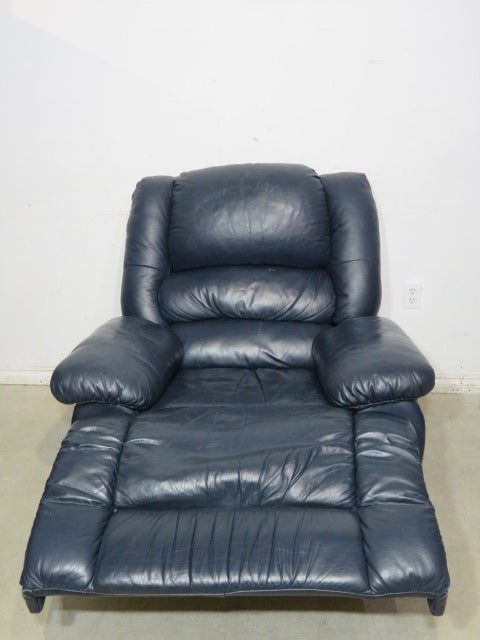 Navy Leather Reclining Swivel Chair