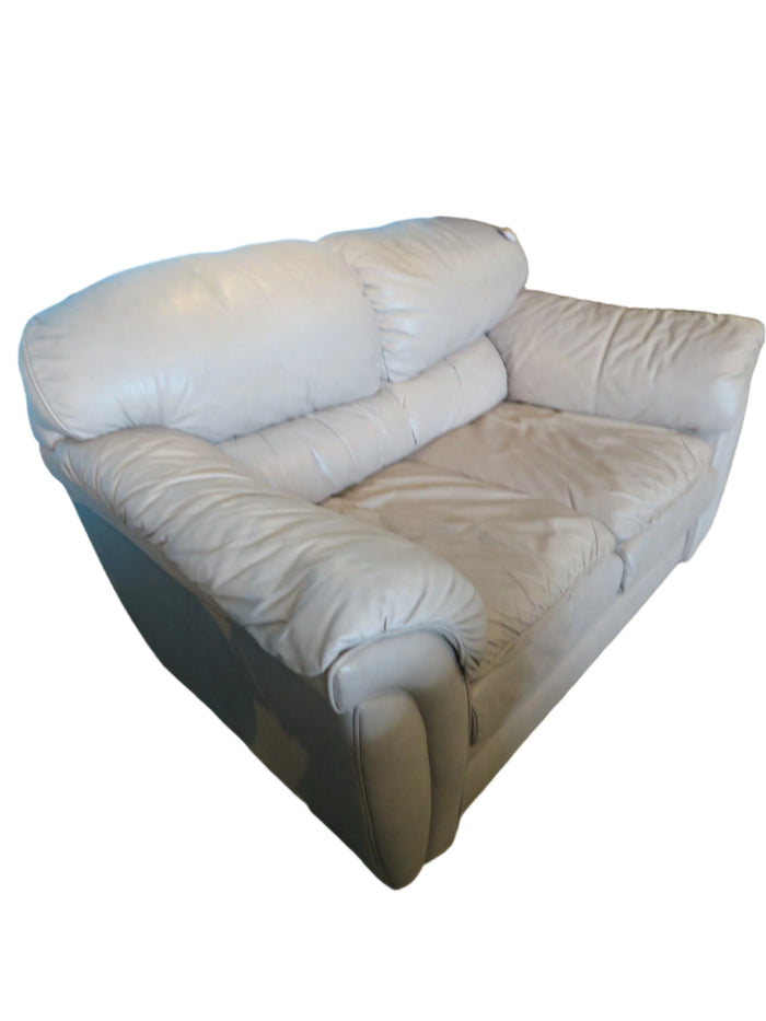 Grey Leather 2-Seat Sofa