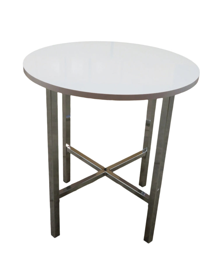 White Side Table with Chrome Legs