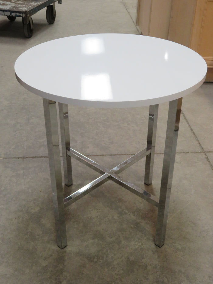 White Side Table with Chrome Legs