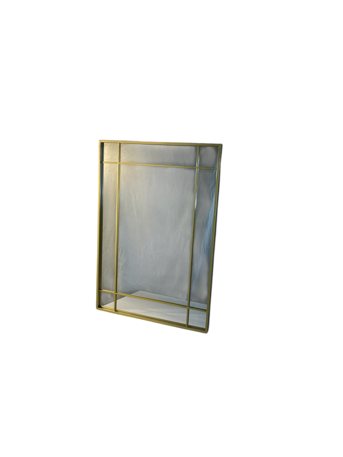 Brushed Gold Grid Wall Mirror