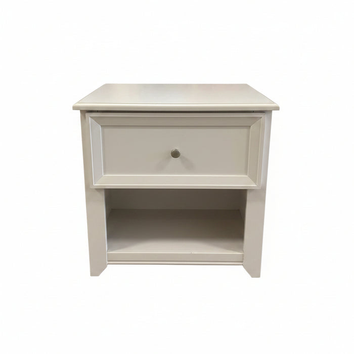 White Wooden Nightstand with Drawer