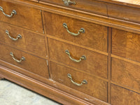 French Country Burl Wood 12 Drawer Dresser Credenza